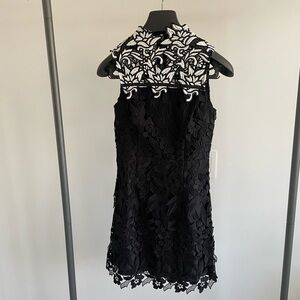 Topshop Floral Embroidered Black/ White Mini Dress